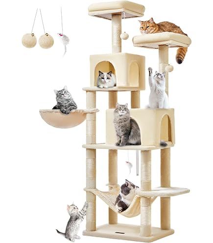Amazon | PAWZ Road キャットタワー 大型猫用 スリム 猫タワー 多頭